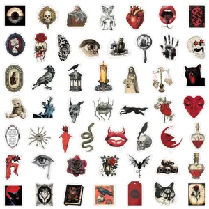 50pcs gothic horror dark style waterproof vinyl stickers for laptop skateboard luggage decal