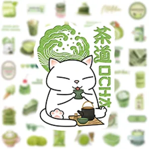 Simpatico Matcha Gatto Adesivo Impermeabile Cartone Animato Verde Vinile Valigia PC