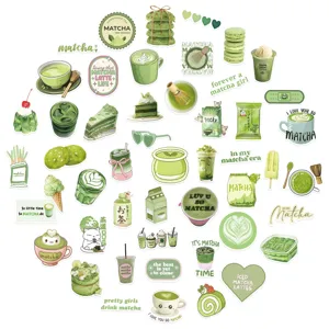 50pz simpatici adesivi verdi tema matcha impermeabili vinile cartone animato per computer portatile