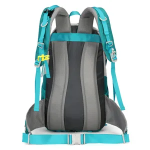 Waterproof 40L outdoor hiking backpack with breathable mesh back panel and adjustable straps.
