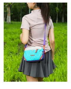 Casual fashion lightweight crossbody bag for women with waterproof color-block design detail shot.