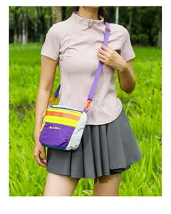 Azela outdoor dopamine colorblock crossbody bag, lightweight sports shoulder bag detail view.