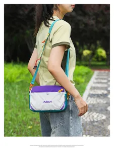 Casual waterproof colorblock crossbody bag for women, lightweight commuter small shoulder bag.