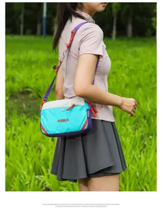 Detail shot of casual color block crossbody bag with adjustable straps for women commuting.