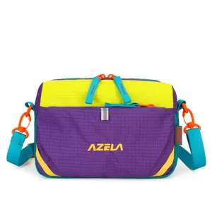 Colorful waterproof crossbody bag with grid pattern, stylish casual shoulder bag for women.