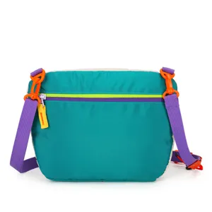 Colorful dopamine color block crossbody bag, lightweight sports shoulder bag for casual hiking cycling.