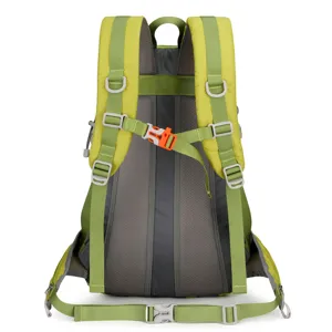 Large capacity outdoor hiking backpack with breathable mesh back and adjustable straps for travel.