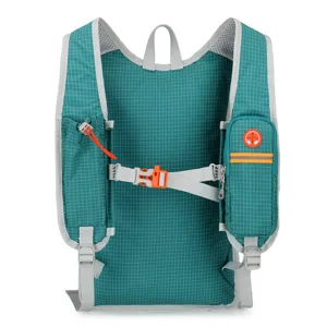 Green grid cycling hydration backpack, lightweight outdoor sports double shoulder daypack.