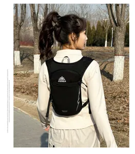 Nylon outdoor cycling vest backpack detail, lightweight multi-functional sports running bag.