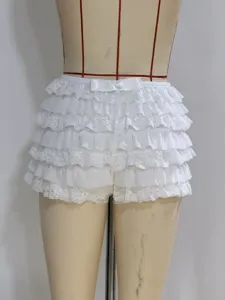 Femme blanc dentelle superposée volants shorts doux mini jupe pantalon mode style