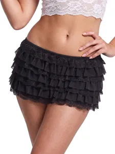 Mini-jupe sexy en dentelle à volants multicouches et short pour femmes mode chic.