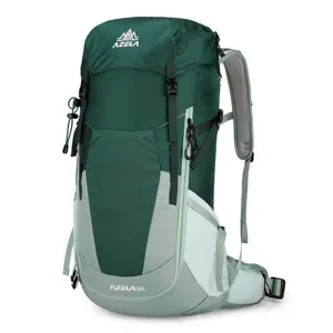 AZELA 36L waterproof nylon hiking backpack with suspension frame for outdoor sports.