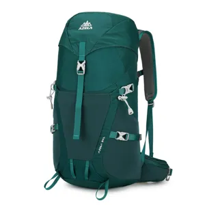 Professional green outdoor hiking mountaineering backpack with suspension frame 36L