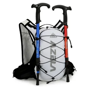 Lightweight cycling running outdoor sports backpack with trekking poles and water-resistant fabric.