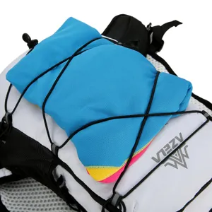 Lightweight sports backpack for running, cycling and outdoor hiking with secure bungee cords.