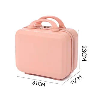 Pink mini cosmetic case portable travel suitcase 31x15x23cm compact storage luggage box