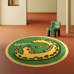 Ronde antislip cartoon dinosaurus tapijt voor slaapkamer woonkamer en salontafel