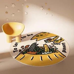Ronde pluche tapijt met cartoon dinosaurus voor kinderkamer antislip vloermat mooi