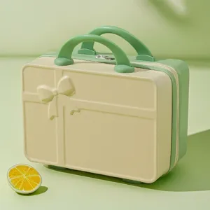 Mini Cosmetic Case Small Travel Luggage Portable Hard Shell Handbag With Cute Bowknot Design Makeup Storage Box