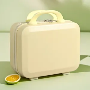 Mini cosmetic case 14-inch portable travel storage box cute yellow luggage handbag