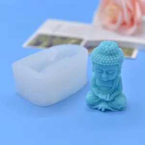 Stampo in silicone per piccola candela Buddha, strumento di colata in resina artigianale fai da te.