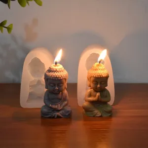 Stampo in silicone per candela Buddha e set di candele finite per progetti fai da te.