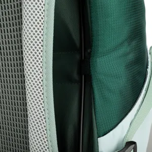 Detailed view of the 35L hiking backpack featuring a breathable mesh back panel and suspension frame.