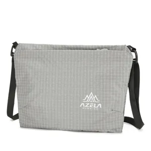 Borsa a tracolla impermeabile grigia con motivo a griglia, leggera per uso quotidiano.