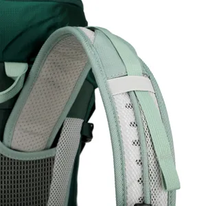 Detailed view of the 35L waterproof outdoor hiking backpack breathable shoulder strap system.