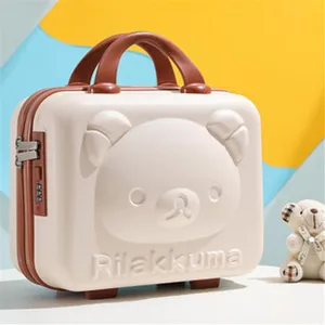Mini cosmetic case detail showing the cute bear face design, durable hard shell, and lock.