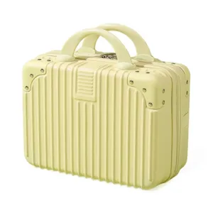 Mini cosmetic case 14 inch travel makeup bag lightweight portable vanity storage box yellow