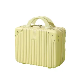 14-inch mini cosmetic case suitcase handheld vanity storage bag small travel luggage butter yellow