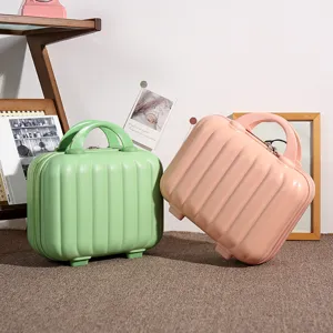 Mini 14 inch hard shell cosmetic case cute travel luggage portable makeup storage box.