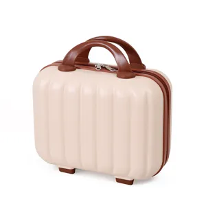 Mini 14 inch makeup case cosmetic travel luggage suitcase with double handle for women