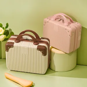 Mini 14-inch cosmetic case hard shell travel suitcase portable makeup storage box stylish.