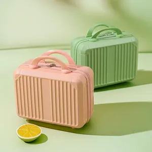Mini 14 inch hard shell cosmetic suitcase portable travel luggage vanity case aesthetic pink green