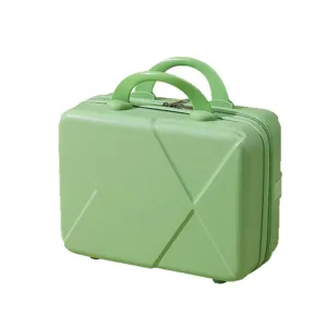 Mini cosmetic suitcase 14 inch portable travel makeup case hard shell vanity box green