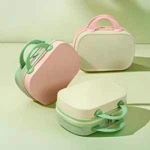 Mini valise de maquillage rigide 14 pouces sac de voyage portable aux couleurs pastel.