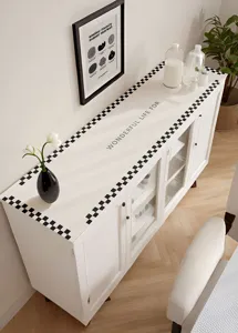 Tapis de meuble à carreaux noirs et blancs, protection de table imperméable pour buffet.