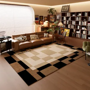 Alfombra Antideslizante Geométrica Estilo Wabi-Sabi Retro para Sala de Estar Sofá