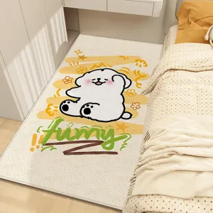 Cute Cartoon Printed Polyester Fiber Non Slip Bedside Carpet Living Room Floor Mat Home Decor Bedroom Area Rug