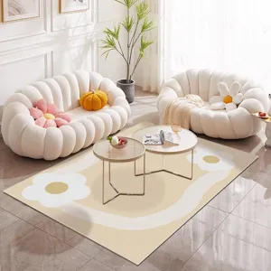 PVC waterproof living room rug floral pattern non-slip floor mat for sofa and coffee table