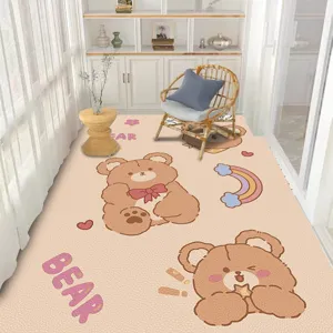 Cartoon Bär PVC Bodenmatte Verdickt Wasserdicht Rutschfest Teppich Für Wohnzimmer Balkon Schlafzimmer Heimtextilien