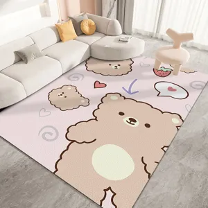 Süßer Cartoon Bär Wohnzimmer Teppich, verdickte wasserdichte PVC rutschfeste Fußmatte.