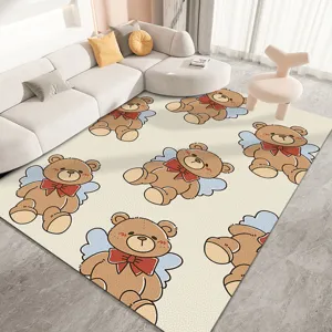 Großes Cartoon Teddybär Muster Wohnzimmer PVC abwischbare rutschfeste Bodenmatte Teppich