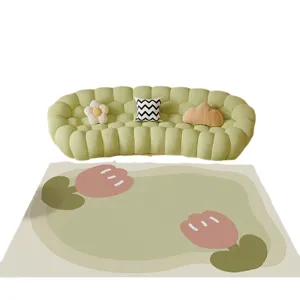 PVC living room rug waterproof wipeable non-slip floor mat for sofa and coffee table decor