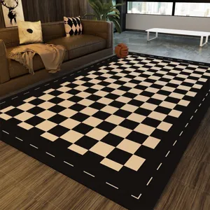 PVC Waterproof Non Slip Floor Mat Nordic Minimalist Checkerboard Geometric Area Rug For Living Room Bedroom Home Decor