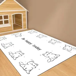 Cartoon Cute Pet Floor Mat PVC Wipe Clean Waterproof Dirt Resistant Mat Living Room Balcony Home Floor Decor Rug
