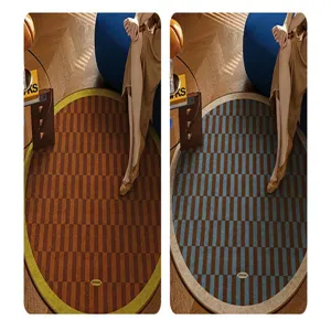 Alfombra redonda minimalista para sala de estar de terciopelo cristal geometrico detalle.