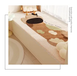 Detailed view of fluffy cartoon bear bay window mat, soft faux cashmere for cozy home decor.